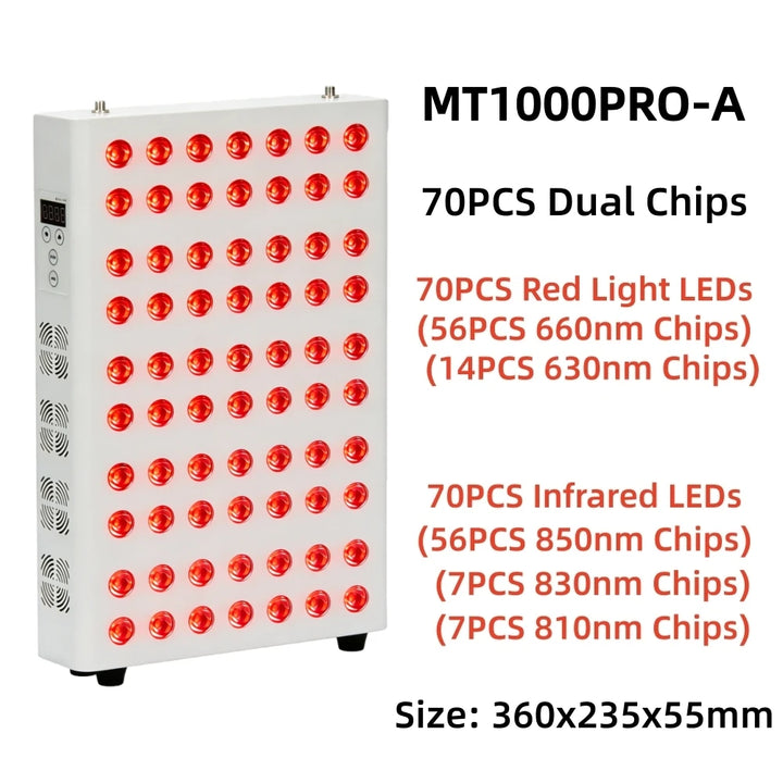 Premium Dual Chip Red Light Therapy Panel – 630nm 660nm 850nm LED Infrared Lamp with Timer and Dimmable Control