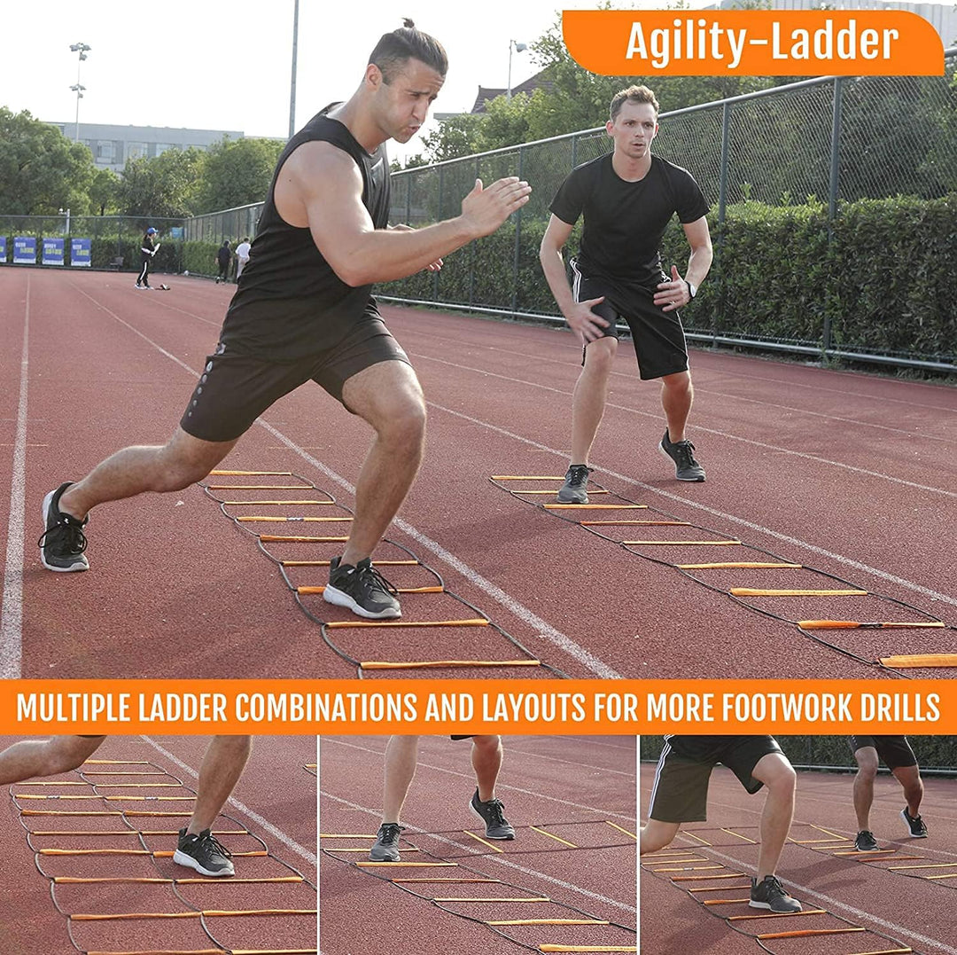 Premium Dual-Purpose Agility Ladder for Soccer & Football Training – Speed, Coordination & Footwork Equipment with Carry Bag for Kids & Adults – Multifunctional Training Tool