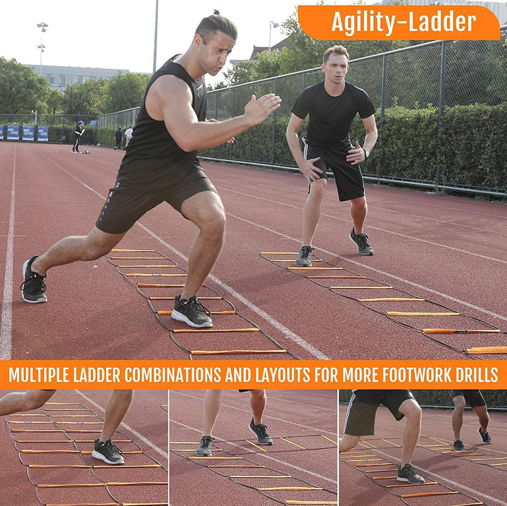 Premium Dual-Purpose Agility Ladder for Soccer & Football Training – Speed, Coordination & Footwork Equipment with Carry Bag for Kids & Adults – Multifunctional Training Tool