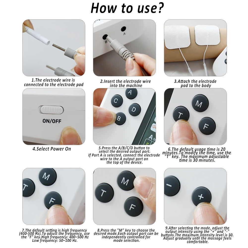Premium EMS Electric Pulse Massager – Rechargeable Multi-Channel Muscle Stimulation Device with Display and Adjustable Intensity