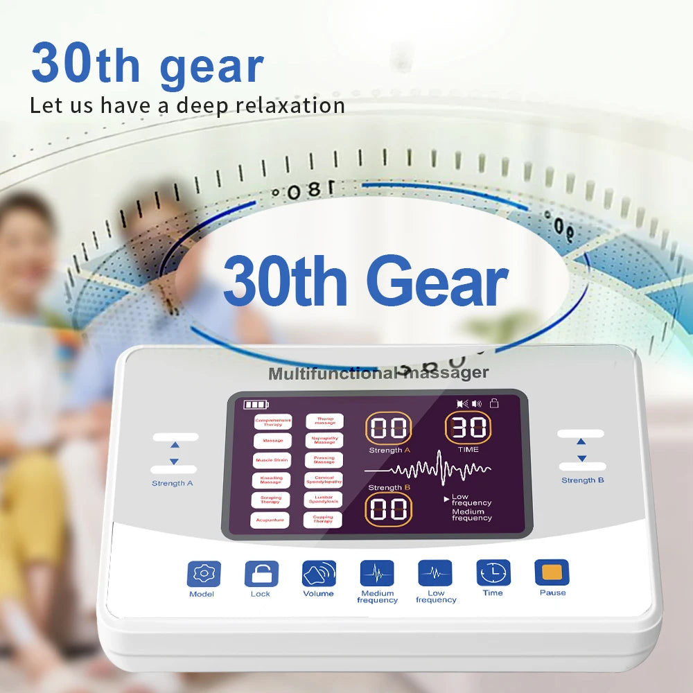 Premium EMS Electric Pulse Massager – Rechargeable Multi-Channel Muscle Stimulation Device with Display and Adjustable Intensity