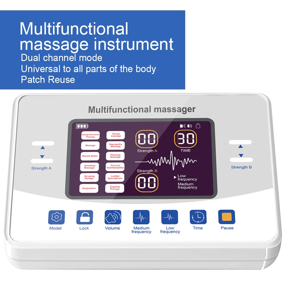 Premium EMS Electric Pulse Massager – Rechargeable Multi-Channel Muscle Stimulation Device with Display and Adjustable Intensity