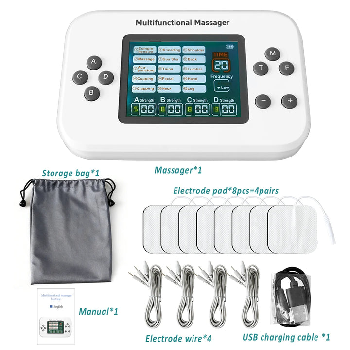 Premium EMS Electric Pulse Massager – Rechargeable Multi-Channel Muscle Stimulation Device with Display and Adjustable Intensity