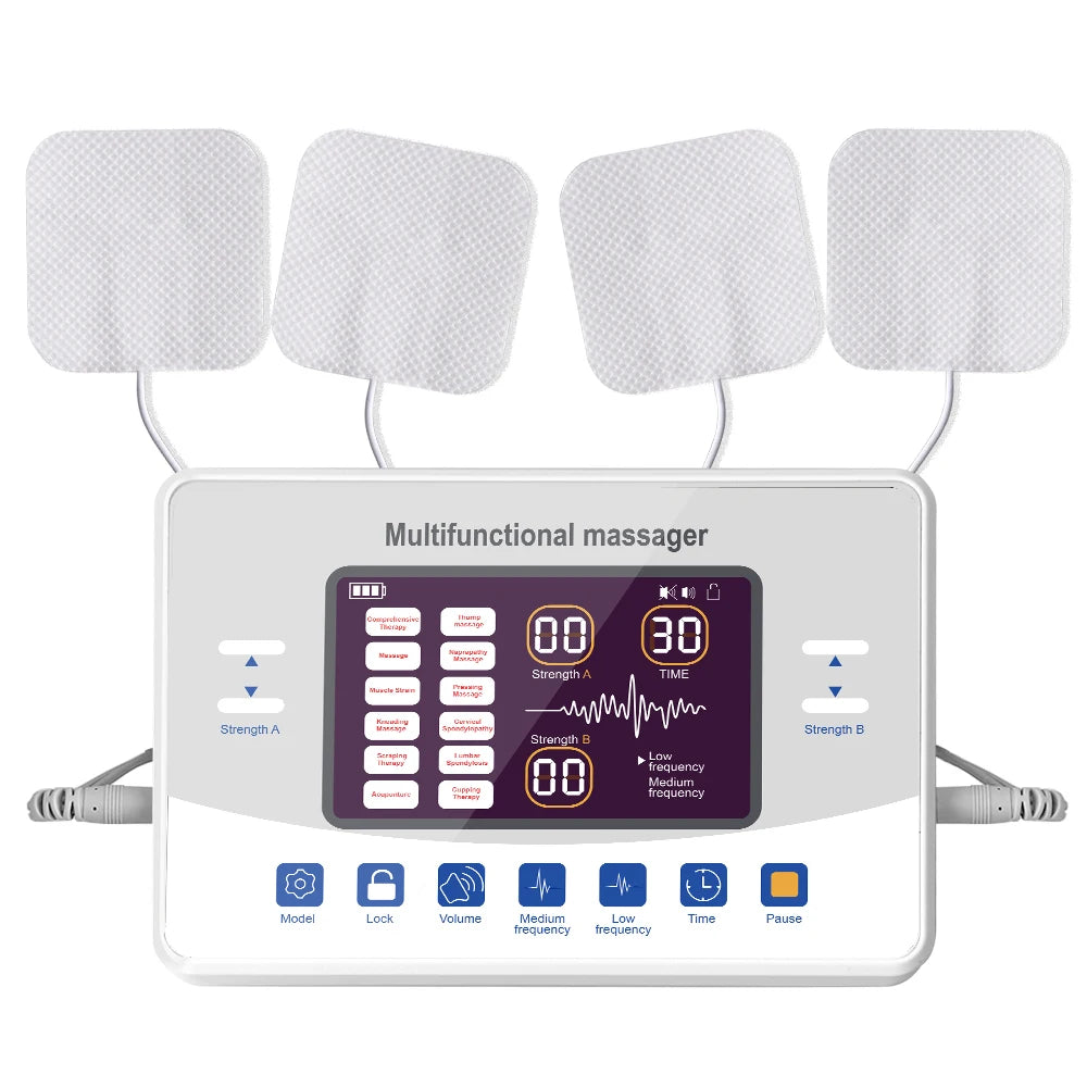 Premium EMS Electric Pulse Massager – Rechargeable Multi-Channel Muscle Stimulation Device with Display and Adjustable Intensity