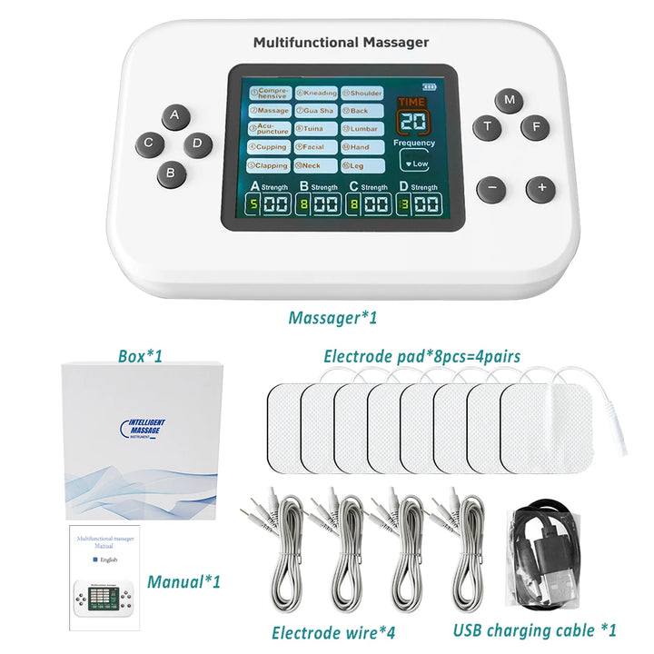 Premium EMS Electric Pulse Massager – Rechargeable Multi-Channel Muscle Stimulation Device with Display and Adjustable Intensity