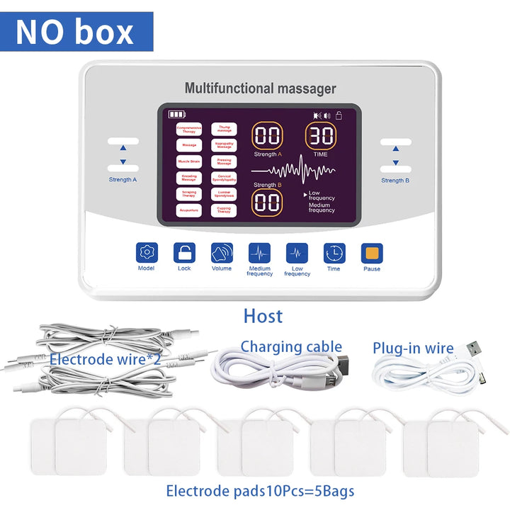 Premium EMS Electric Pulse Massager – Rechargeable Multi-Channel Muscle Stimulation Device with Display and Adjustable Intensity