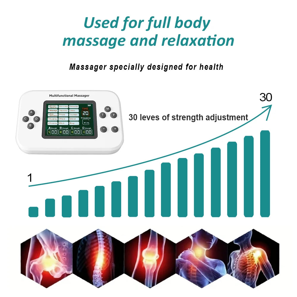 Premium EMS Electric Pulse Massager – Rechargeable Multi-Channel Muscle Stimulation Device with Display and Adjustable Intensity