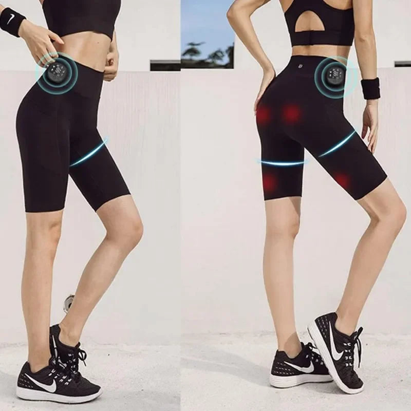Premium EMS Muscle Stimulation Massage Pants for Weight Loss and Leg Shaping, USB Rechargeable Slimming Yoga Shorts with 6 Modes and Washable Material