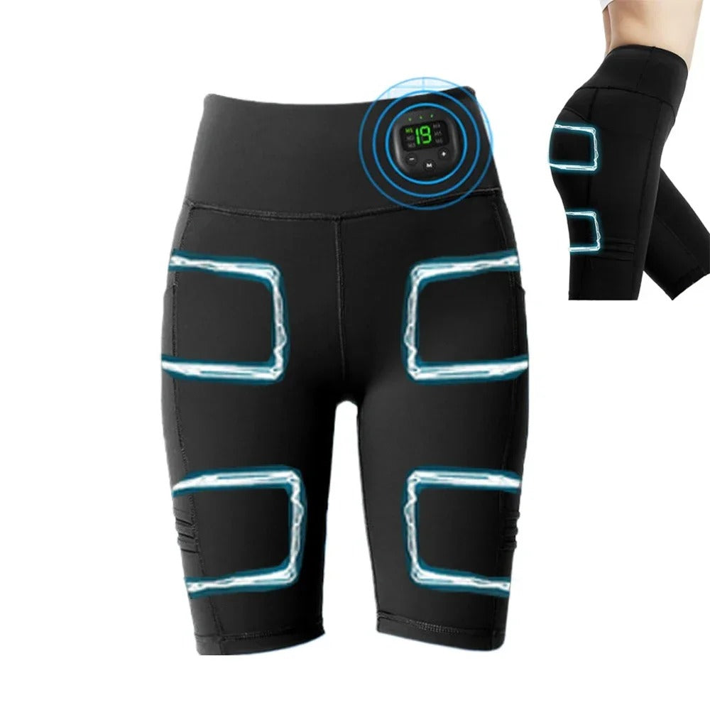 Premium EMS Muscle Stimulation Massage Pants for Weight Loss and Leg Shaping, USB Rechargeable Slimming Yoga Shorts with 6 Modes and Washable Material