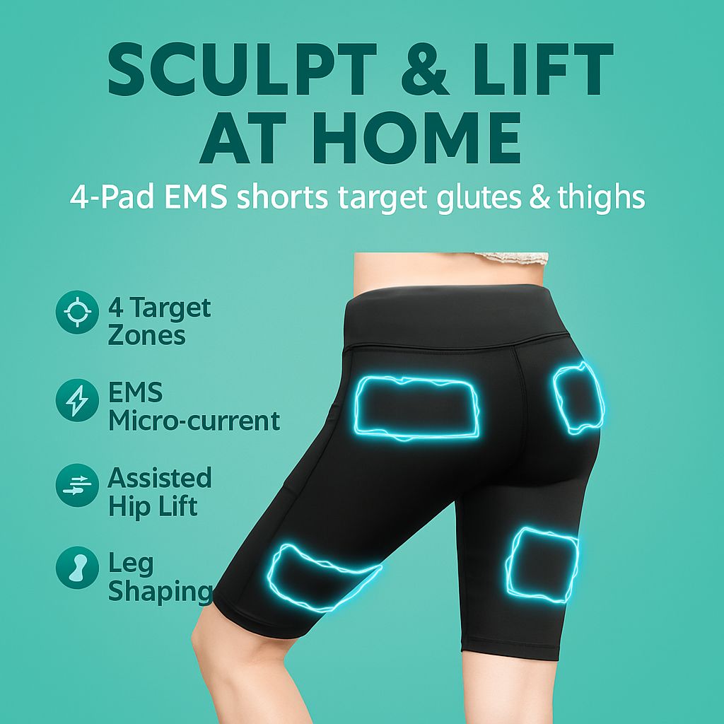 Premium EMS Muscle Stimulation Massage Pants for Weight Loss and Leg Shaping, USB Rechargeable Slimming Yoga Shorts with 6 Modes and Washable Material