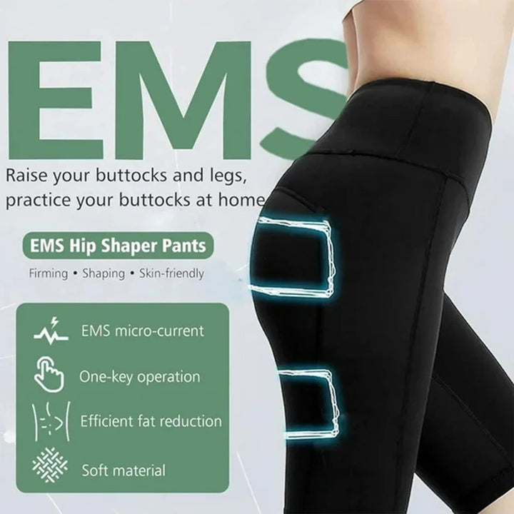 Premium EMS Muscle Stimulation Massage Pants for Weight Loss and Leg Shaping, USB Rechargeable Slimming Yoga Shorts with 6 Modes and Washable Material