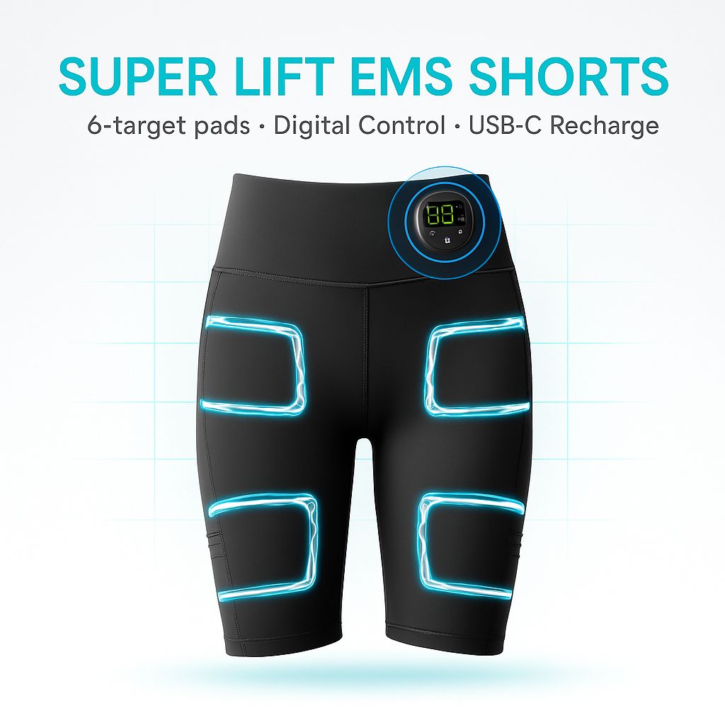 Premium EMS Muscle Stimulation Massage Pants for Weight Loss and Leg Shaping, USB Rechargeable Slimming Yoga Shorts with 6 Modes and Washable Material