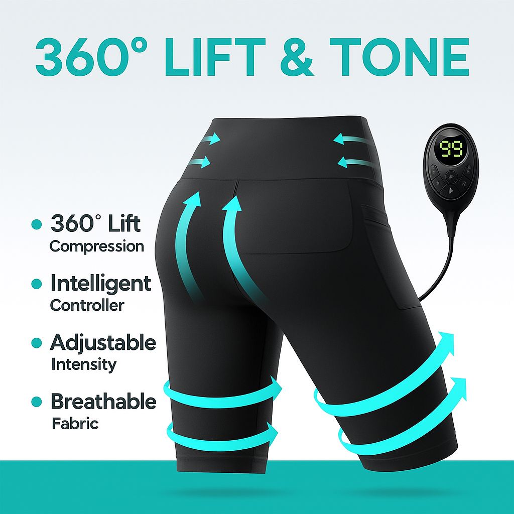 Premium EMS Muscle Stimulation Massage Pants for Weight Loss and Leg Shaping, USB Rechargeable Slimming Yoga Shorts with 6 Modes and Washable Material