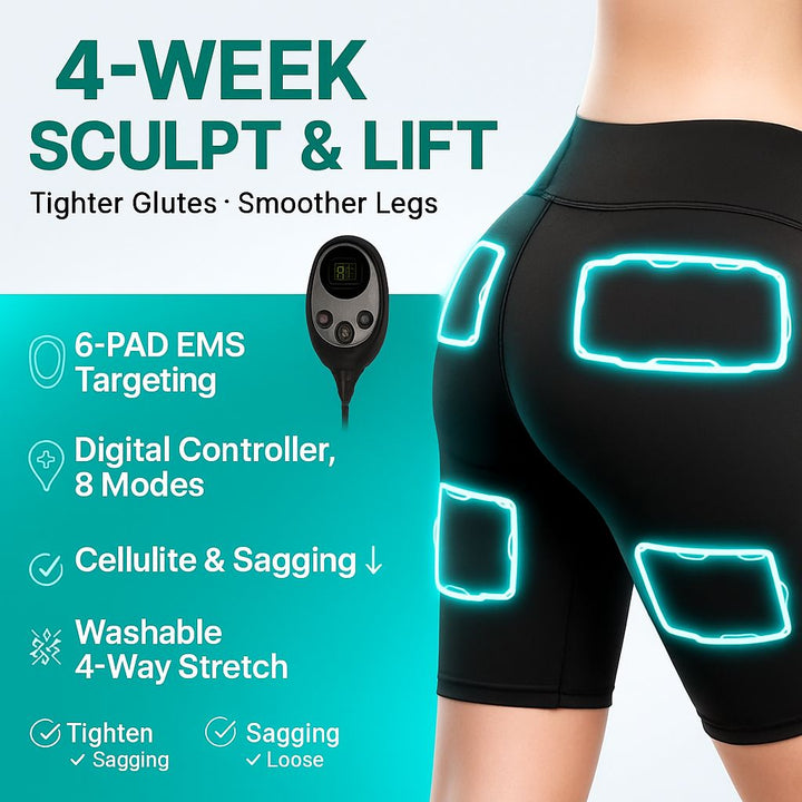 Premium EMS Muscle Stimulation Massage Pants for Weight Loss and Leg Shaping, USB Rechargeable Slimming Yoga Shorts with 6 Modes and Washable Material