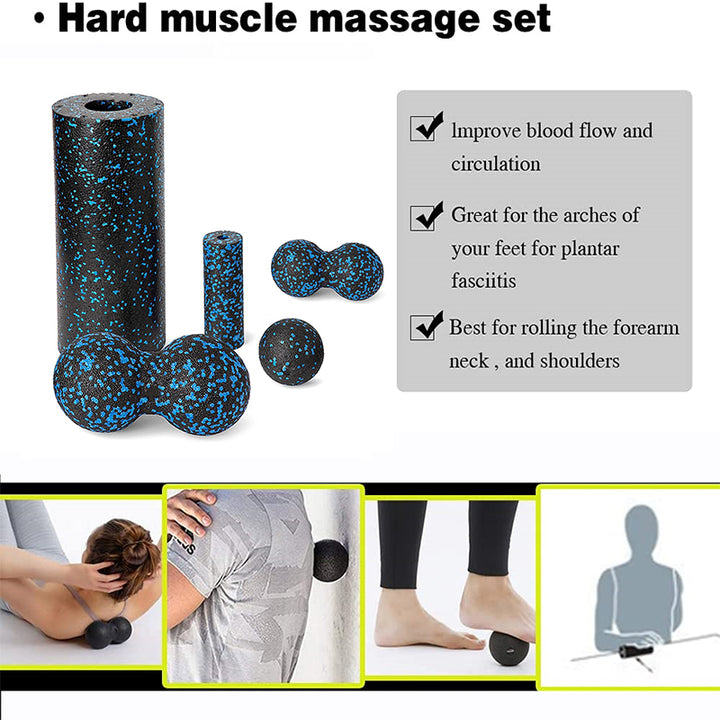 Premium EPP Fascia Massage Foam Rollers & Fitness Balls Set for Deep Tissue, Trigger Point Relief, Muscle Recovery, Yoga Column, and Core Strengthening, High-Density Lacrosse Balls for Back, Neck & Leg Soreness