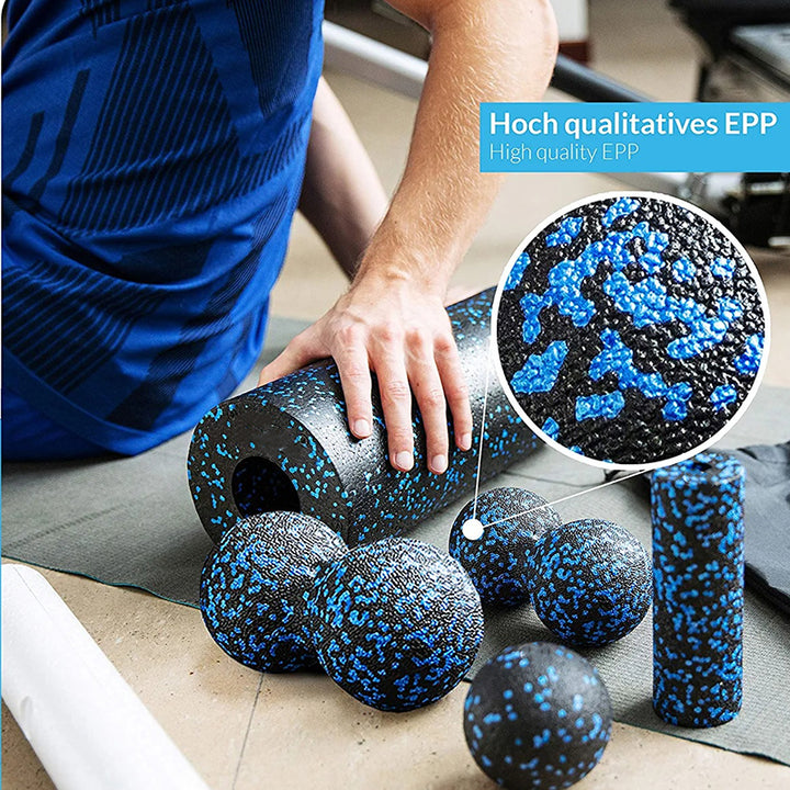 Premium EPP Fascia Massage Foam Rollers & Fitness Balls Set for Deep Tissue, Trigger Point Relief, Muscle Recovery, Yoga Column, and Core Strengthening, High-Density Lacrosse Balls for Back, Neck & Leg Soreness