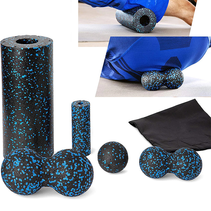Premium EPP Fascia Massage Foam Rollers & Fitness Balls Set for Deep Tissue, Trigger Point Relief, Muscle Recovery, Yoga Column, and Core Strengthening, High-Density Lacrosse Balls for Back, Neck & Leg Soreness