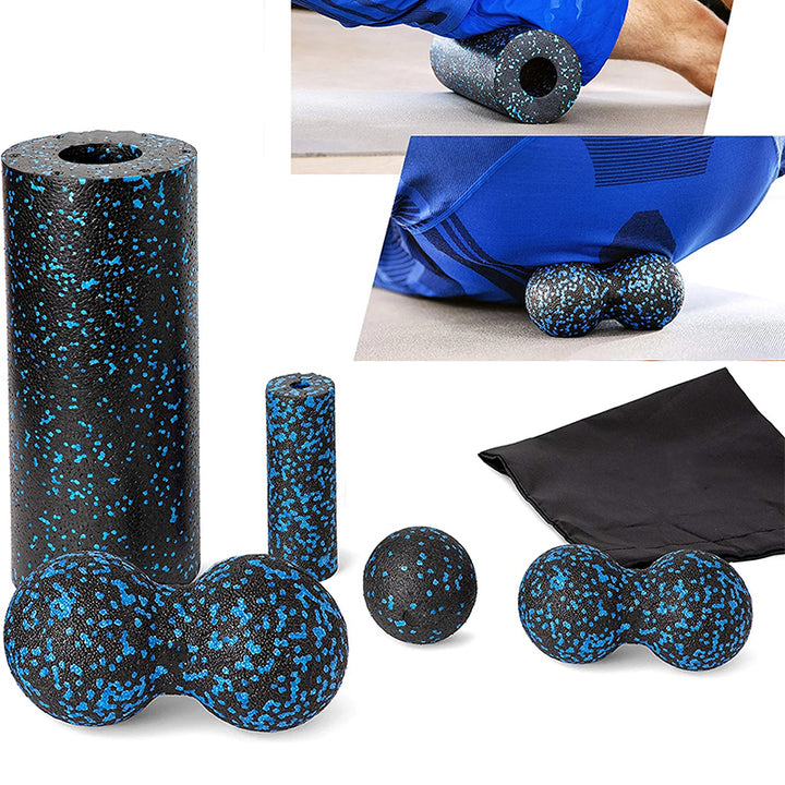 Premium EPP Fascia Massage Foam Rollers & Fitness Balls Set for Deep Tissue, Trigger Point Relief, Muscle Recovery, Yoga Column, and Core Strengthening, High-Density Lacrosse Balls for Back, Neck & Leg Soreness