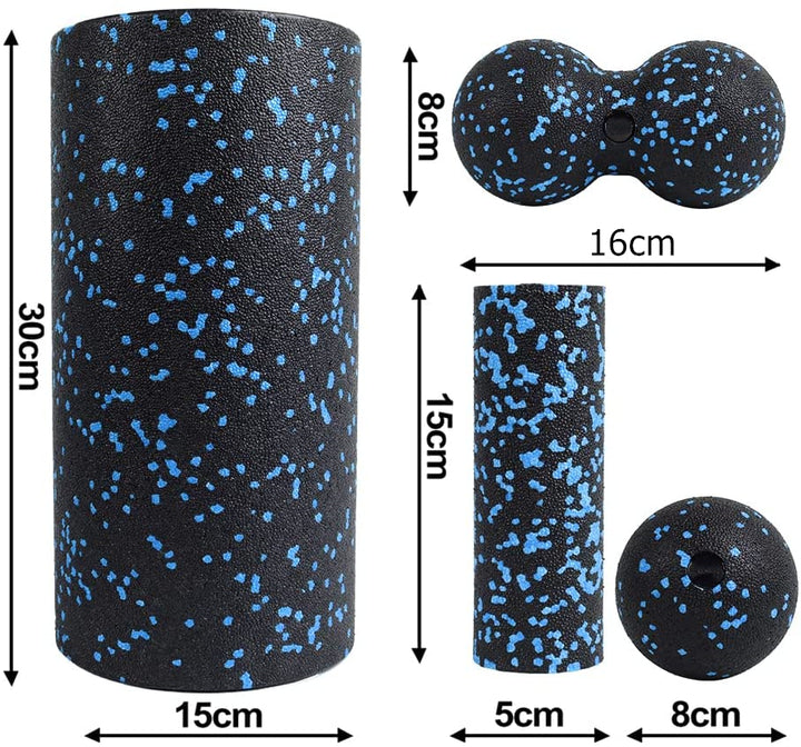 Premium EPP Fascia Massage Foam Rollers & Fitness Balls Set for Deep Tissue, Trigger Point Relief, Muscle Recovery, Yoga Column, and Core Strengthening, High-Density Lacrosse Balls for Back, Neck & Leg Soreness