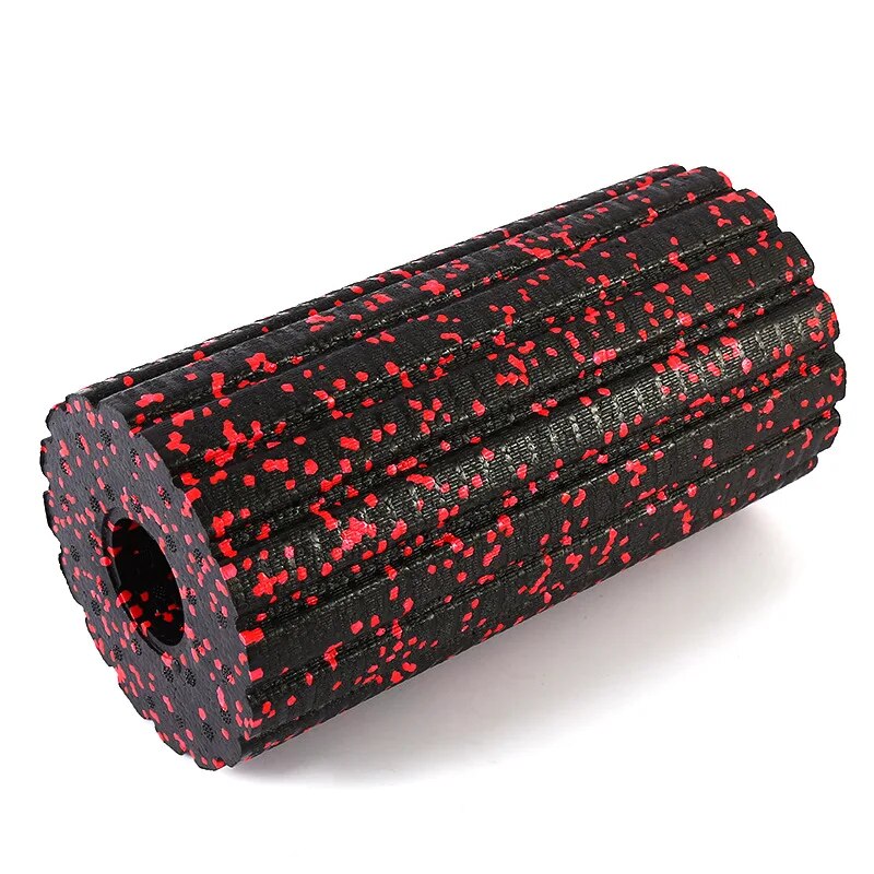 Premium EPP Foam Roller for Muscle Relaxation, Yoga Column, High Hardness, Hollow Shaft, Lean Leg Fitness, Plum Shaped Design, Smooth Surface, Black & Red, 30x15x15cm