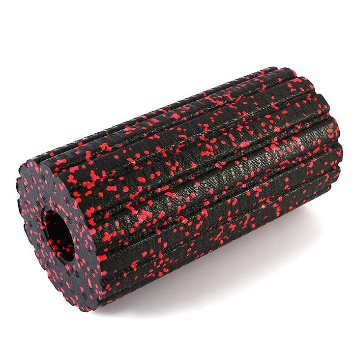Premium EPP Foam Roller for Muscle Relaxation, Yoga Column, High Hardness, Hollow Shaft, Lean Leg Fitness, Plum Shaped Design, Smooth Surface, Black & Red, 30x15x15cm