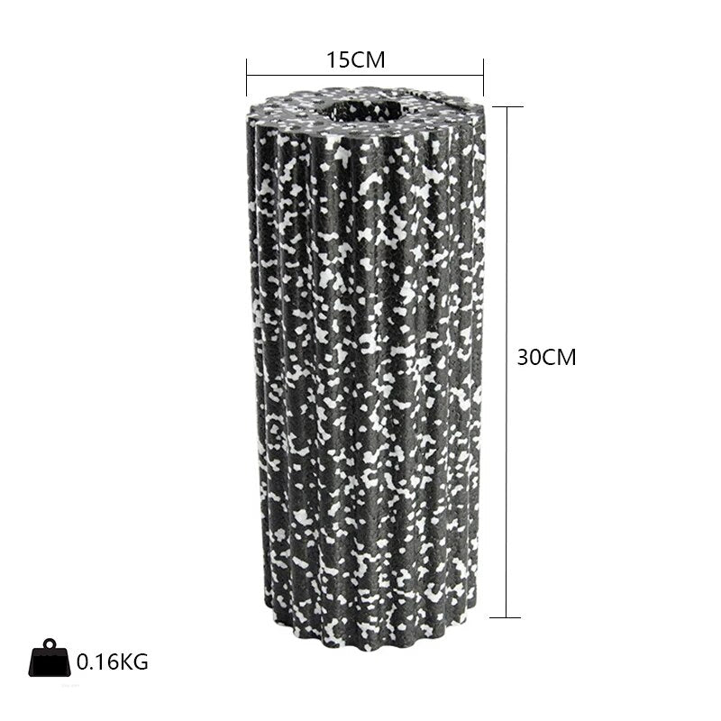 Premium EPP Foam Roller for Muscle Relaxation, Yoga Column, High Hardness, Hollow Shaft, Lean Leg Fitness, Plum Shaped Design, Smooth Surface, Black & Red, 30x15x15cm