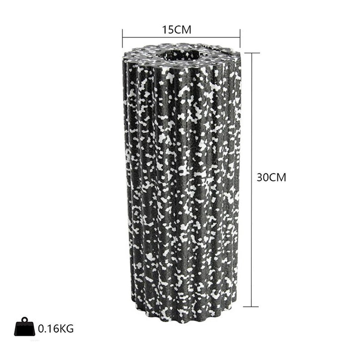Premium EPP Foam Roller for Muscle Relaxation, Yoga Column, High Hardness, Hollow Shaft, Lean Leg Fitness, Plum Shaped Design, Smooth Surface, Black & Red, 30x15x15cm