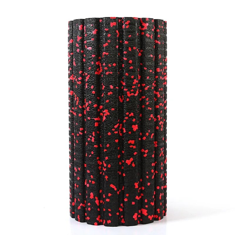 Premium EPP Foam Roller for Muscle Relaxation, Yoga Column, High Hardness, Hollow Shaft, Lean Leg Fitness, Plum Shaped Design, Smooth Surface, Black & Red, 30x15x15cm