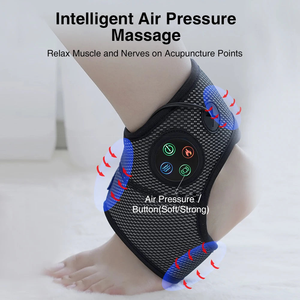 Premium Electric Ankle Massager for Pain Relief - Air Compression Foot Massager with Adjustable Intensity, USB Rechargeable, Lightweight Ankle Brace for Relaxation and Health Care