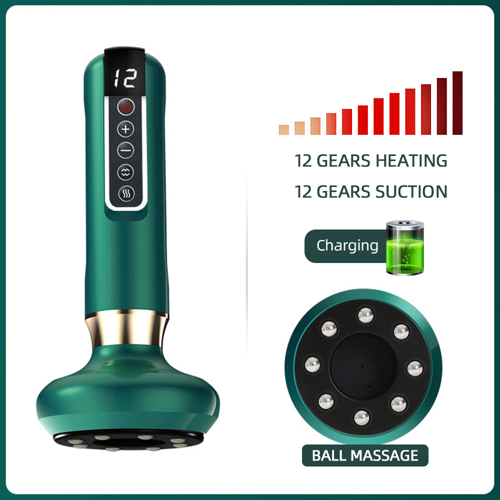 Premium Electric Cupping Massager - 12-Level Vacuum Suction, Infrared Heating, Anti-Cellulite, Body Slimming Therapy, Pain-Free Gua Sha & Scraping