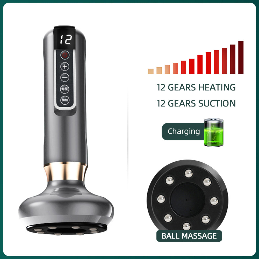 Premium Electric Cupping Massager - 12-Level Vacuum Suction, Infrared Heating, Anti-Cellulite, Body Slimming Therapy, Pain-Free Gua Sha & Scraping