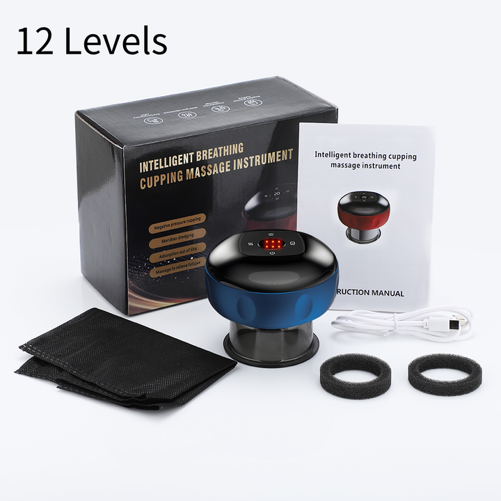 Premium Electric Cupping Therapy Set – Rechargeable Gua Sha Massager, 12-Level Vacuum Suction, Fat Burning & Slimming, Red Light Heating