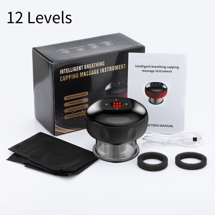 Premium Electric Cupping Therapy Set – Rechargeable Gua Sha Massager, 12-Level Vacuum Suction, Fat Burning & Slimming, Red Light Heating