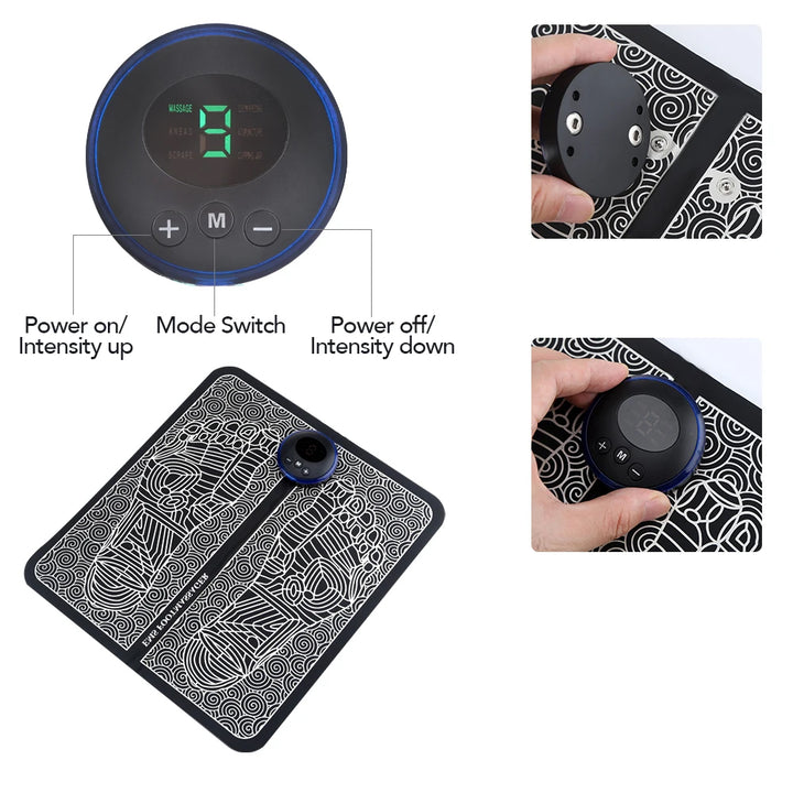 Premium Electric EMS Foot Massager Pad with Remote Control - Acupoint Stimulation, Pain Relief, Muscle Relaxation, 8 Modes, 19 Intensity Levels, Portable Massage Mat for Feet & Legs