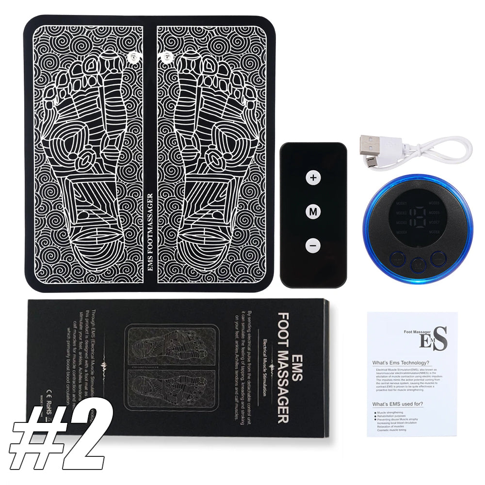 Premium Electric EMS Foot Massager Pad with Remote Control - Acupoint Stimulation, Pain Relief, Muscle Relaxation, 8 Modes, 19 Intensity Levels, Portable Massage Mat for Feet & Legs