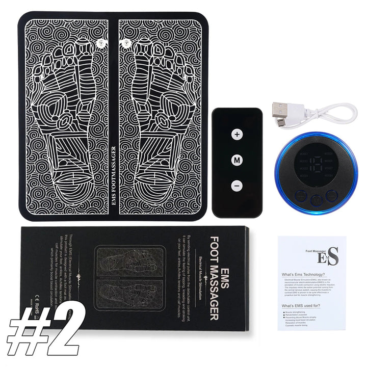 Premium Electric EMS Foot Massager Pad with Remote Control - Acupoint Stimulation, Pain Relief, Muscle Relaxation, 8 Modes, 19 Intensity Levels, Portable Massage Mat for Feet & Legs