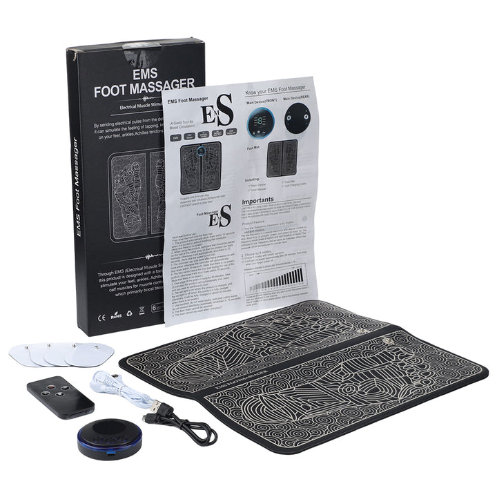 Premium Electric EMS Foot Massager Pad with Remote Control - Acupoint Stimulation, Pain Relief, Muscle Relaxation, 8 Modes, 19 Intensity Levels, Portable Massage Mat for Feet & Legs