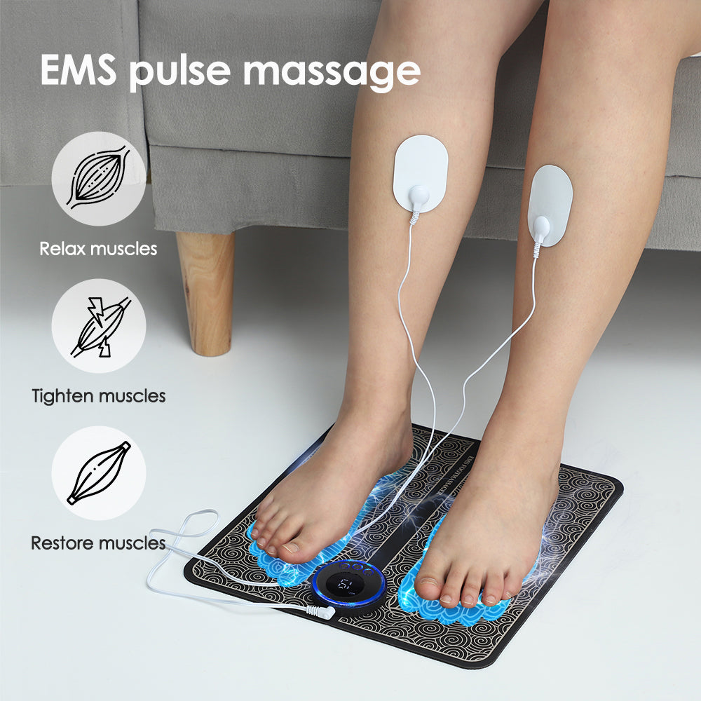 Premium Electric EMS Foot Massager Pad with Remote Control - Acupoint Stimulation, Pain Relief, Muscle Relaxation, 8 Modes, 19 Intensity Levels, Portable Massage Mat for Feet & Legs