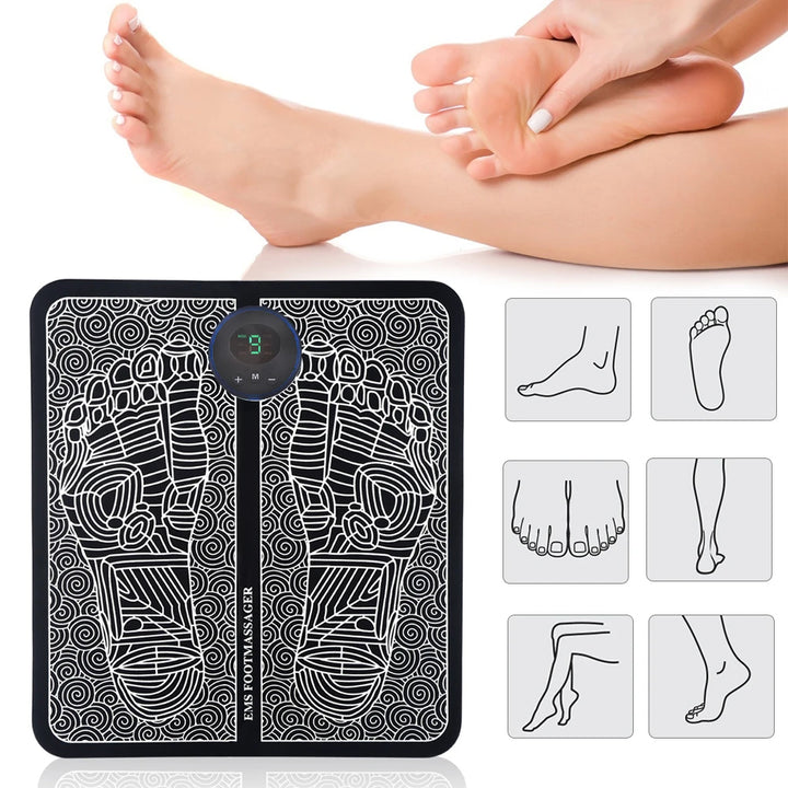 Premium Electric EMS Foot Massager Pad with Remote Control - Acupoint Stimulation, Pain Relief, Muscle Relaxation, 8 Modes, 19 Intensity Levels, Portable Massage Mat for Feet & Legs