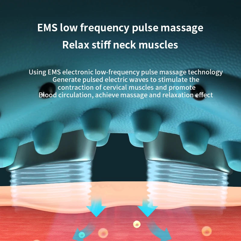 Premium Electric EMS Neck Massager with Heated Neck Stretcher, Vibration and Infrared Airbag Cervical Spine Support for Pain Relief and Cervical Repair Therapy