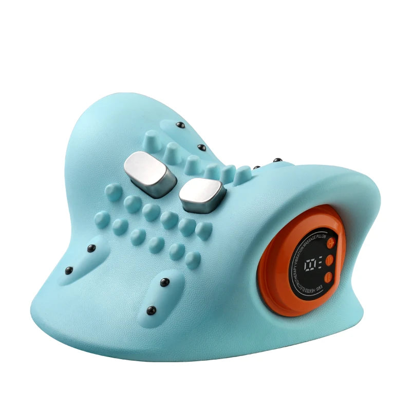 Premium Electric EMS Neck Massager with Heated Neck Stretcher, Vibration and Infrared Airbag Cervical Spine Support for Pain Relief and Cervical Repair Therapy