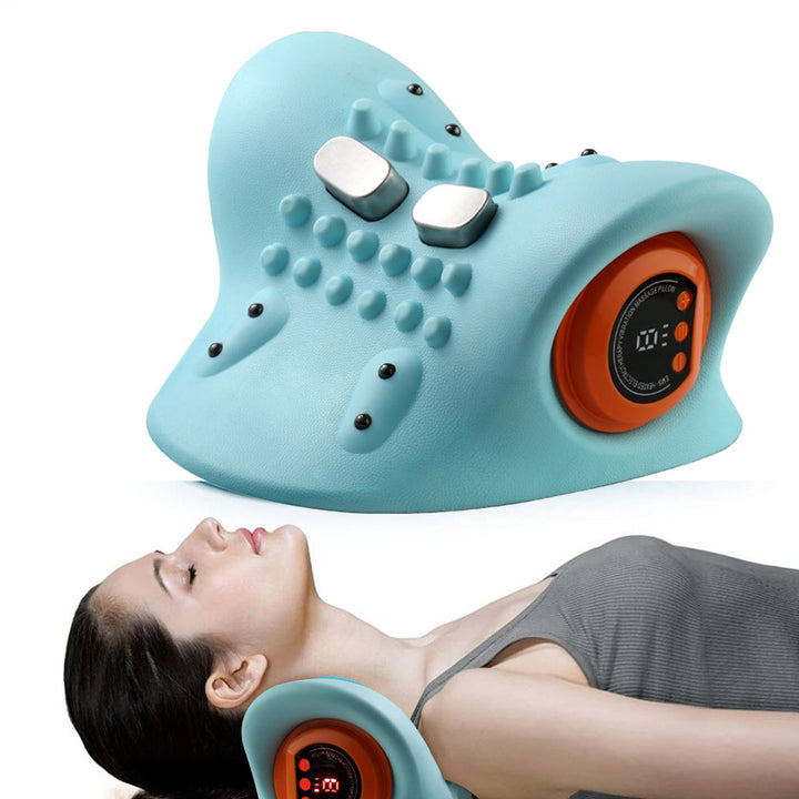 Premium Electric EMS Neck Massager with Heated Neck Stretcher, Vibration and Infrared Airbag Cervical Spine Support for Pain Relief and Cervical Repair Therapy