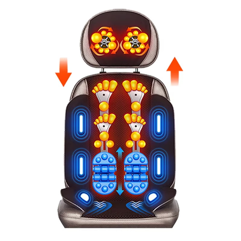 Premium Electric Full Body Massage Chair – Infrared Heating and Deep Kneading for Neck, Back, Waist, and Legs, Shiatsu Vibration Cushion with Adjustable Headrest, Anti-Electric Protection, and Simple Controller