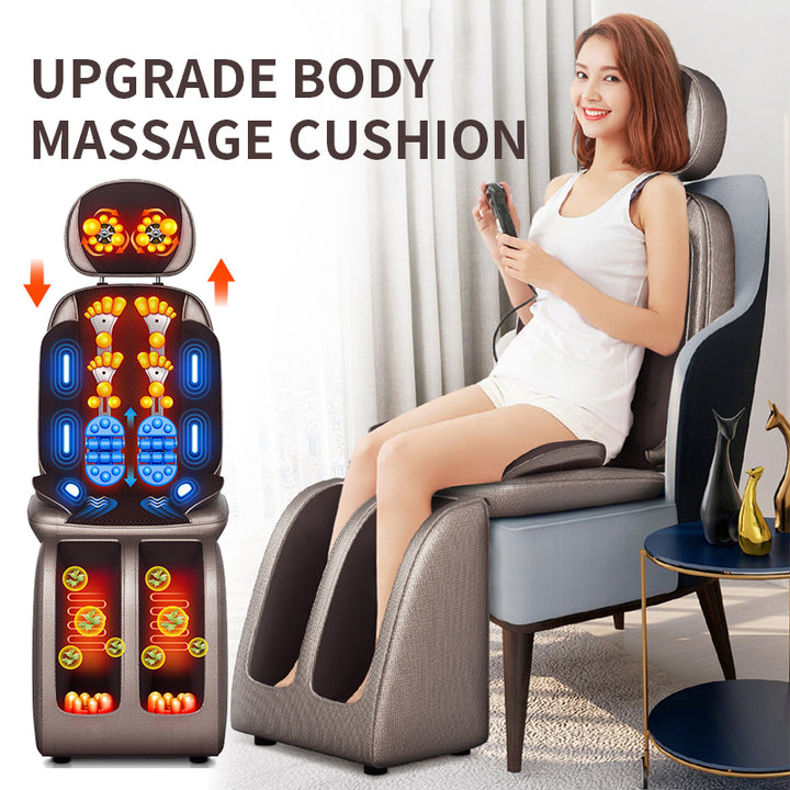 Premium Electric Full Body Massage Chair – Infrared Heating and Deep Kneading for Neck, Back, Waist, and Legs, Shiatsu Vibration Cushion with Adjustable Headrest, Anti-Electric Protection, and Simple Controller
