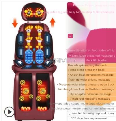 Premium Electric Full Body Massage Chair – Infrared Heating and Deep Kneading for Neck, Back, Waist, and Legs, Shiatsu Vibration Cushion with Adjustable Headrest, Anti-Electric Protection, and Simple Controller