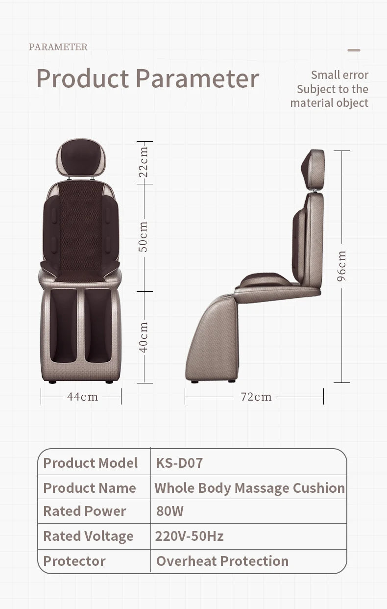 Premium Electric Full Body Massage Cushion – Shiatsu Kneading Neck Back Waist and Leg Massager with Infrared Heating