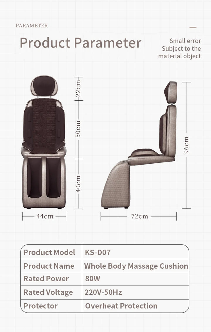 Premium Electric Full Body Massage Cushion – Shiatsu Kneading Neck Back Waist and Leg Massager with Infrared Heating