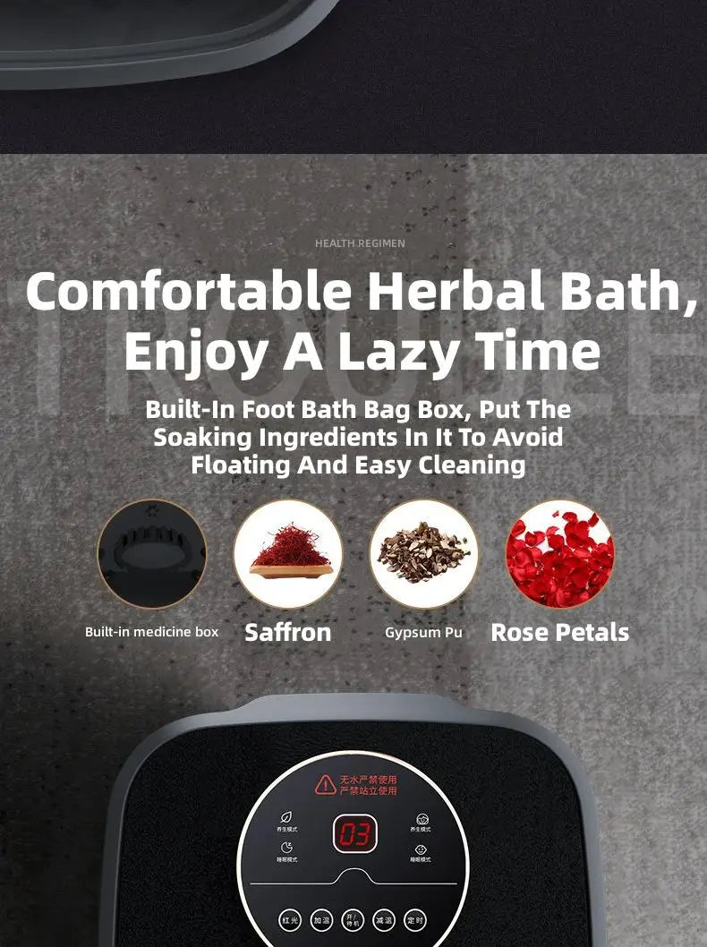 Premium Electric Heated Foot Spa Massager – Portable Foot Bath with Bubble Function, Large Shiatsu Rollers, Temperature Control and LED Display