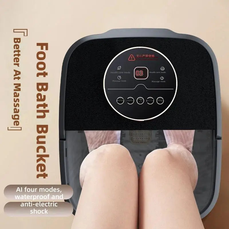 Premium Electric Heated Foot Spa Massager – Portable Foot Bath with Bubble Function, Large Shiatsu Rollers, Temperature Control and LED Display