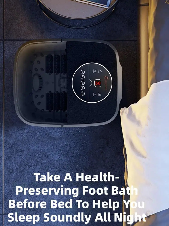 Premium Electric Heated Foot Spa Massager – Portable Foot Bath with Bubble Function, Large Shiatsu Rollers, Temperature Control and LED Display